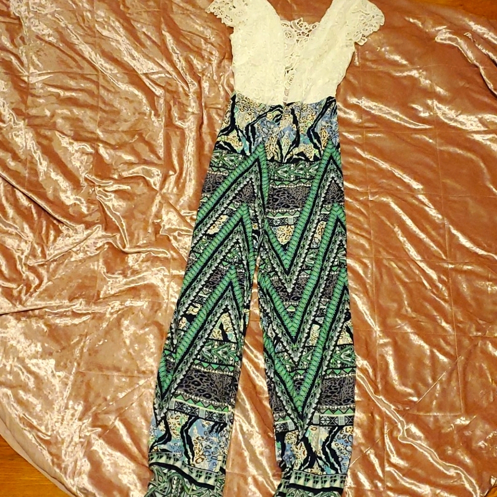 Lace with print jumpsuit